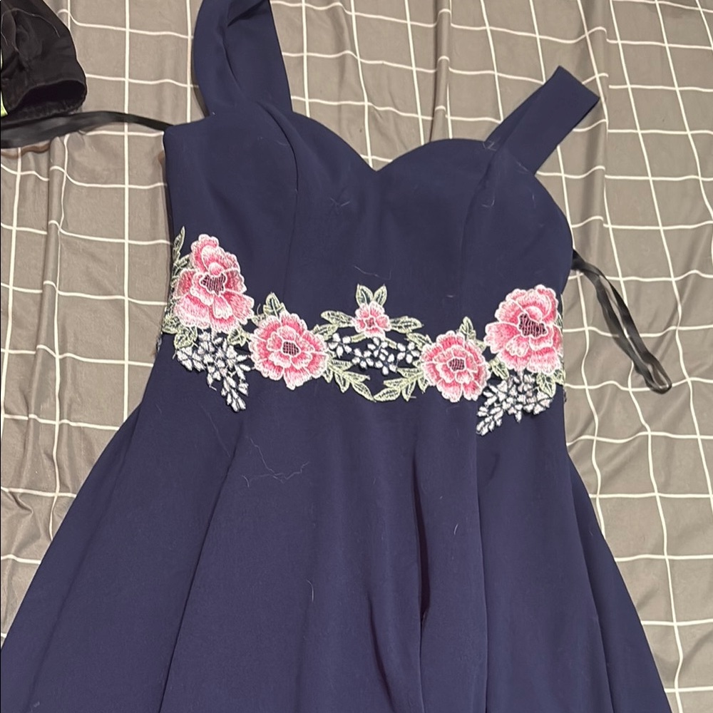 Navy Blue Floral Dress